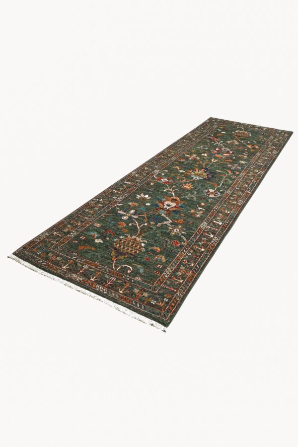 Sultani Runner 240cm x 83cm / 7ft 11in x 2ft 9in / Green - Image 7
